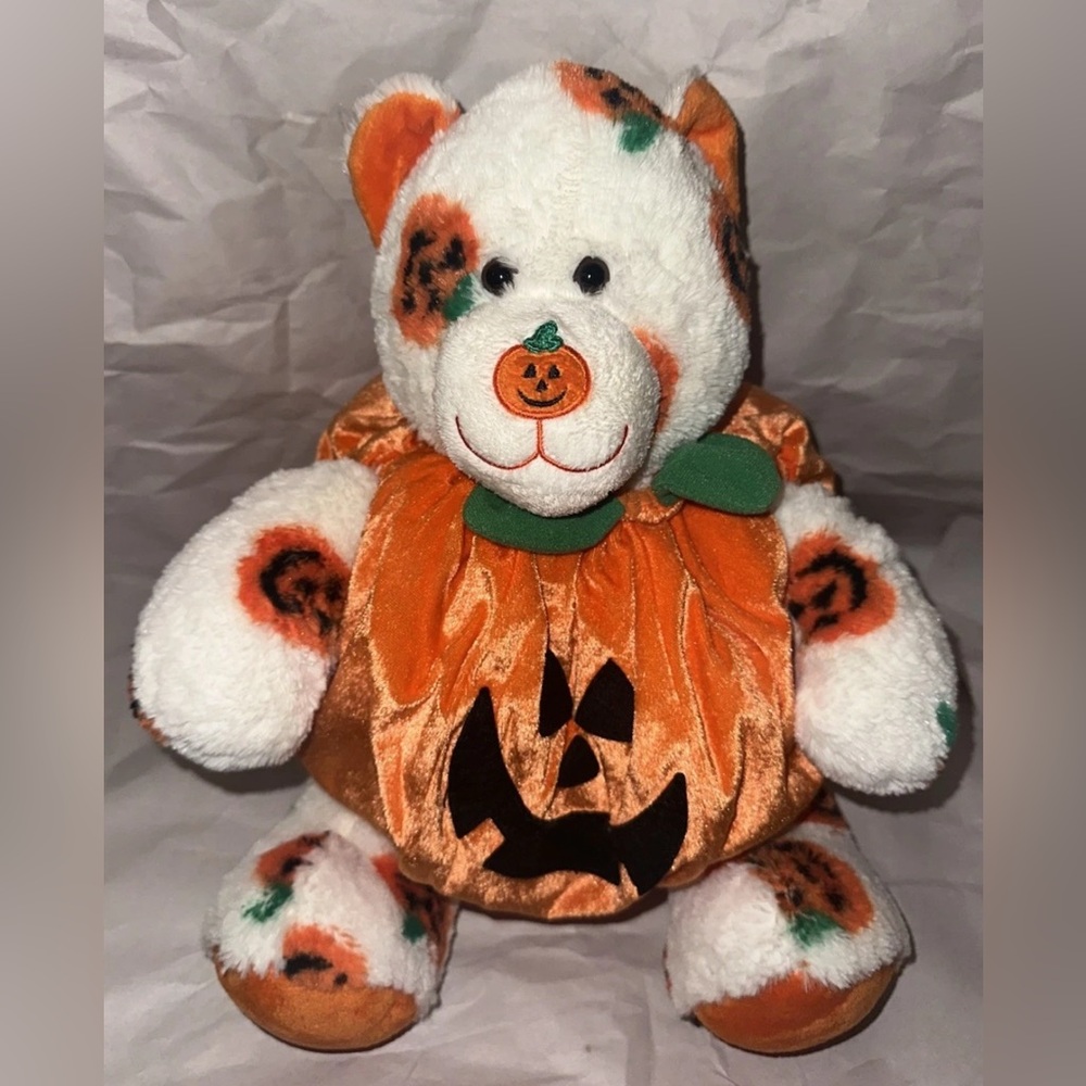 Build A Bear Halloween Pawsome Pumpkin Teddy 2006 White Jack O Lantern